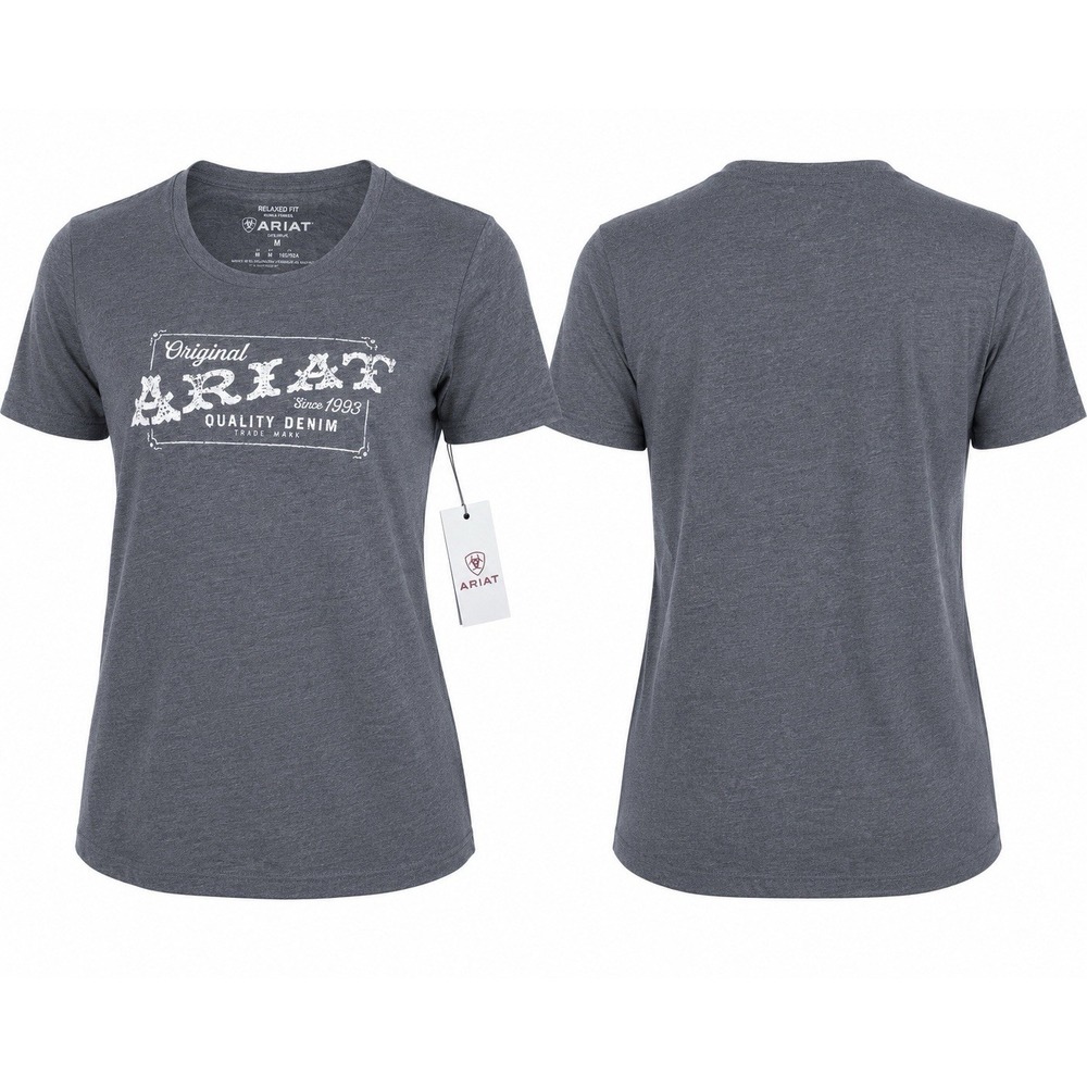 Ariat Women’s Medium Original Ariat Quality Denim Graphic Tee Gray NWT Relaxed